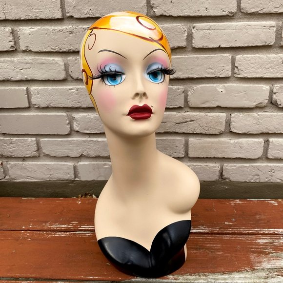 * SOLD * Art Deco Vintage Style Mannequin Head Hat Stand Jewelry Display - Picture 5 of 14